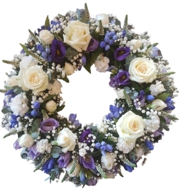 Purple, Blue and White Wreath