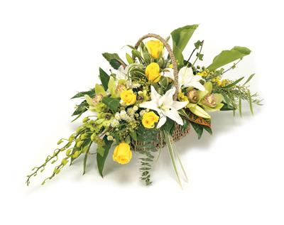 Funeral Basket Yellow & White